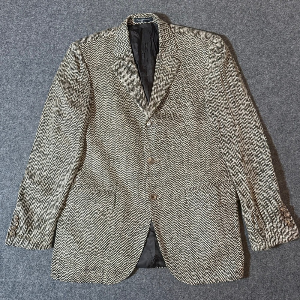 Polo Ralph Lauren Herringbone Blazer Mens Italy Sport Coat Linen Silk NWOT